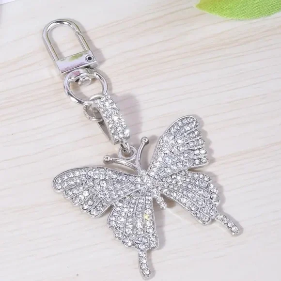 Rhinestone Silver Butterfly Key Chain or Purse Charm Accessory ✨ - Picture 4 of 5